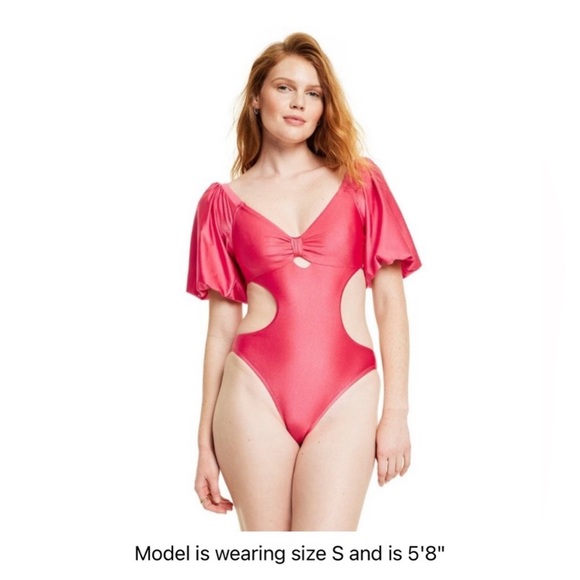 Fe Noel x Target metallic puff sleeve swimsuit 3X NWT - Picture 3 of 6